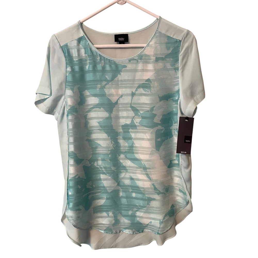 Mossimo Supply Co Cool Mint Floral Striped Blouse W Size S NWT Fairy Boho Tropic